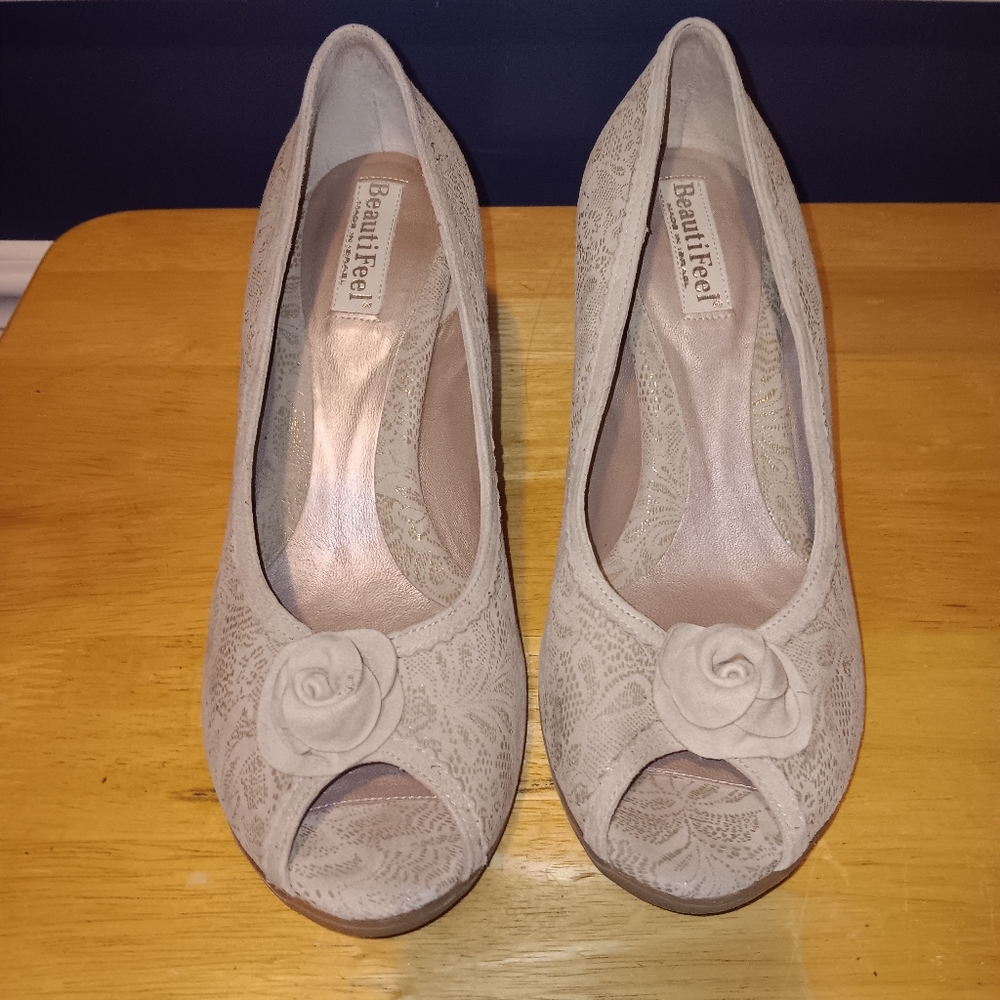 BeautiFeel Leather Peep Toe Heels Size 40